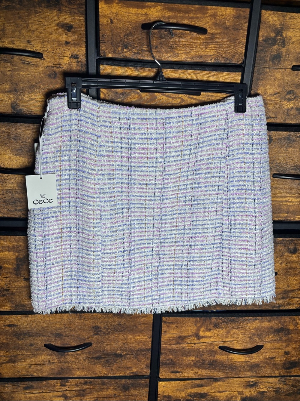 CeCe Lavender Tweed Mini Skirt with Pastel Accents NWT 12 - Picture 9 of 12